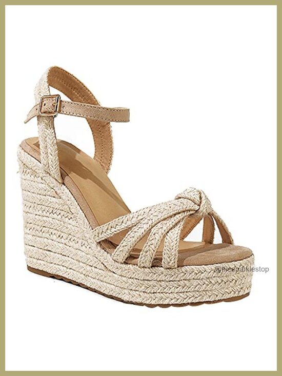 Shoes - Women's Espadrille Wedge Heels Sandals Open Toe Platform Linen Straw Woven
